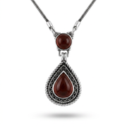 925 Silver Red Agate Necklace with a Heritage Design