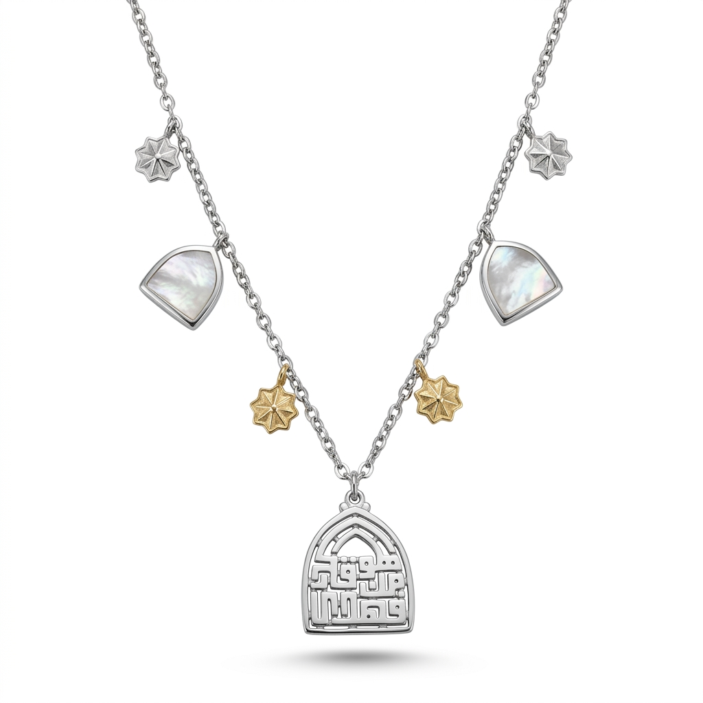 "He Ordained and Then Guided" 925 Silver Necklace with Mother of Pearl