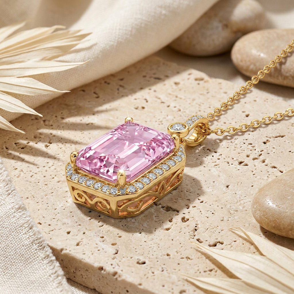 Gold-Plated Pink Halo Necklace