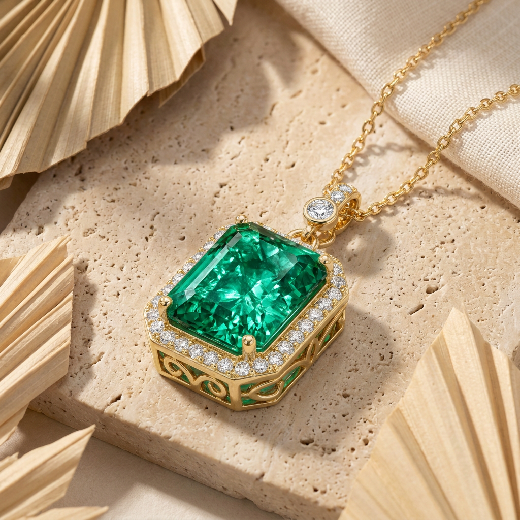 Gold-Plated Emerald Necklace