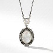 925 Silver Necklace with Oval Mother of Pearl Stone