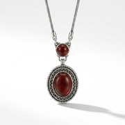 925 Silver Oval Red Agate Necklace – Heritage Design
