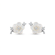 925 Silver Flower Earrings Adorned with Sparkling Stones