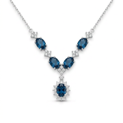 925 Silver Sparkling Blue Stones Necklace