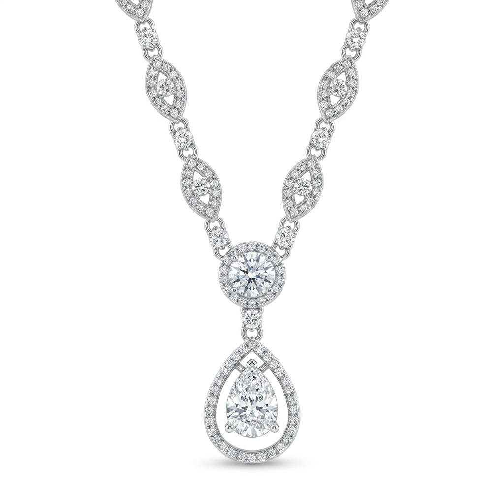 925 Silver Double Teardrop Necklace