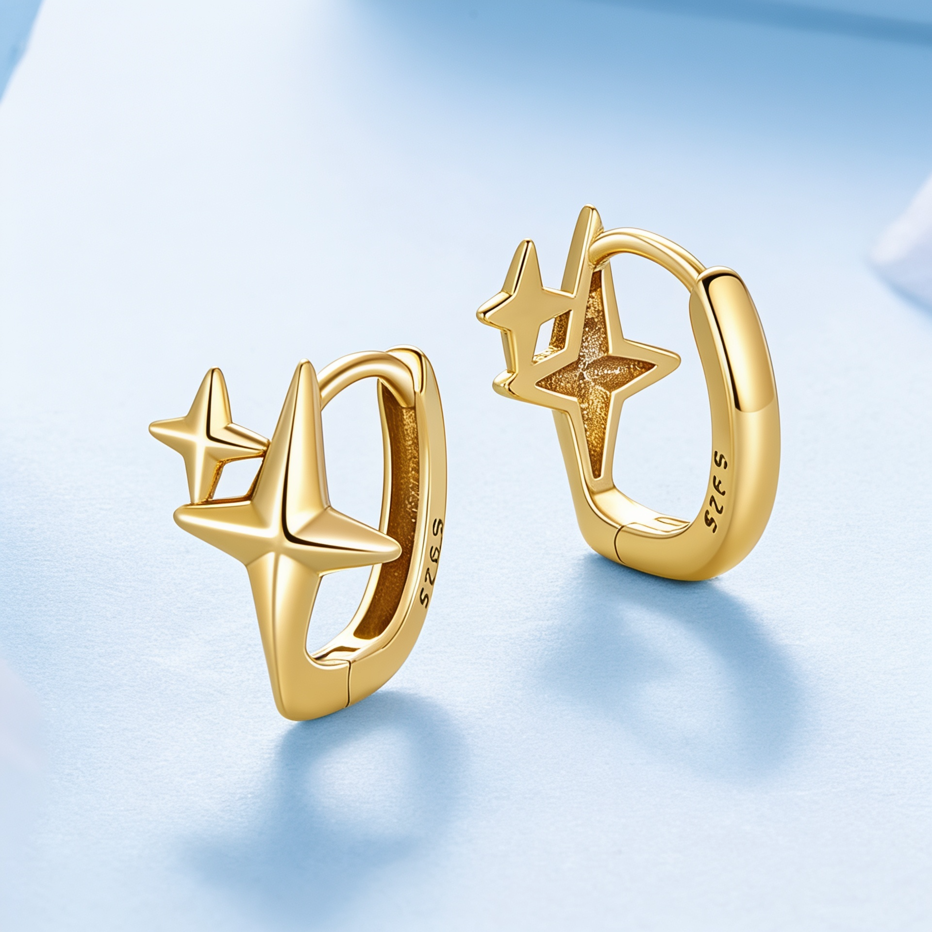 Gold Starlight 925 Silver Earrings