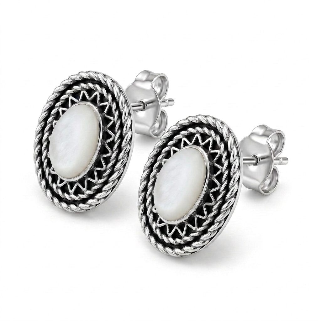925 Silver Oval Pearl Earrings with an Elegant Design