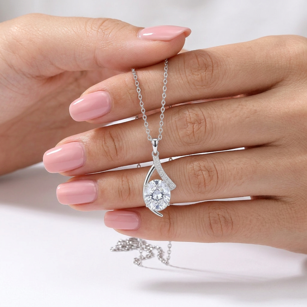 925 Silver Sparkling Gem Necklace