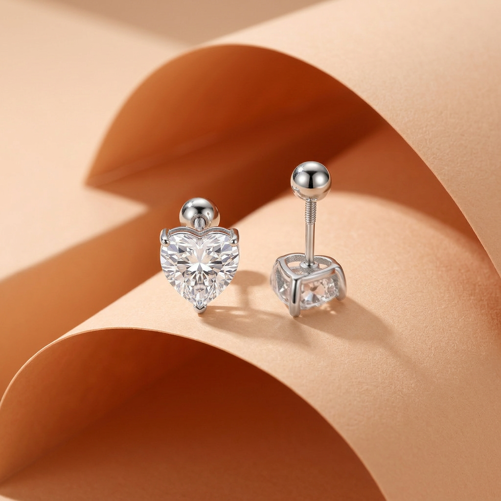 925 Sterling Silver Heart-Shaped Earrings