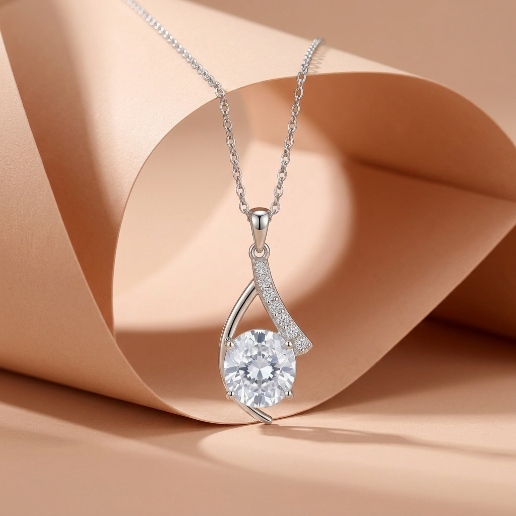 925 Silver Sparkling Gem Necklace