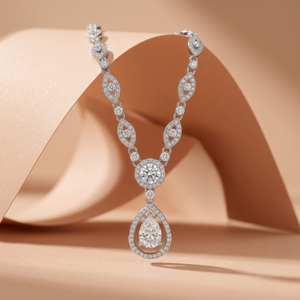 925 Silver Double Teardrop Necklace