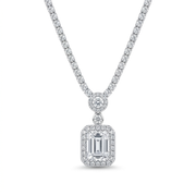925 Silver Necklace with Sparkling Geometric Pendant and Encrusted Chain