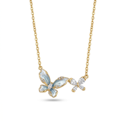 925 Silver Gold-Plated Elegant Butterfly Necklace with Blue Details