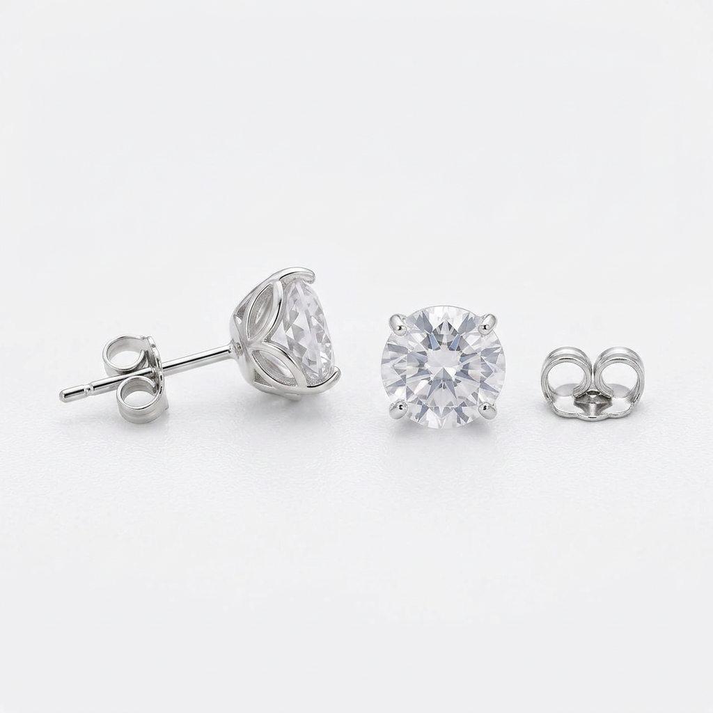 925 Silver Delicate Earrings with a Single Sparkling Stone Design