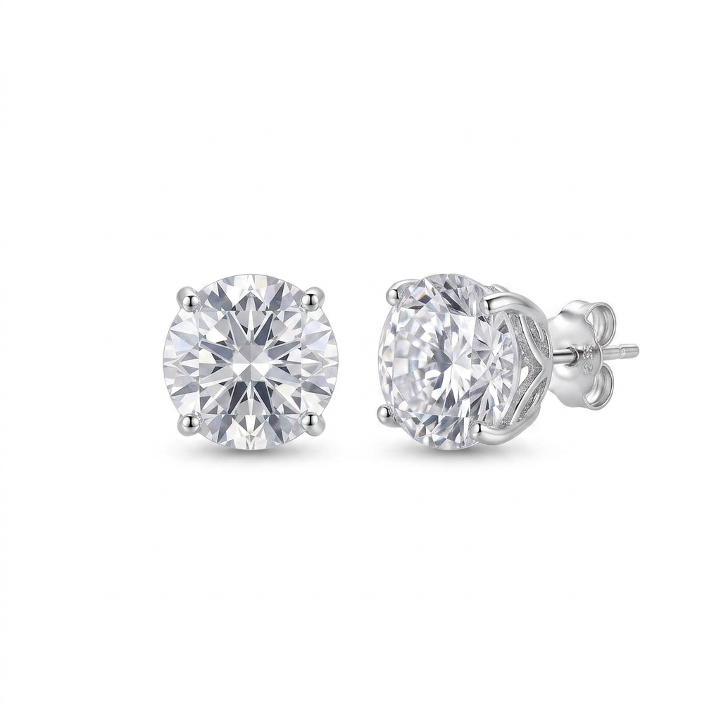 925 Silver Delicate Earrings with a Single Sparkling Stone Design