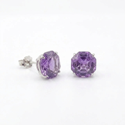 925 Silver Women’s Delicate Earrings with Vibrant Purple Stone