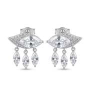 925 Silver Drop Earrings with Sparkling Eye-Inspired Stone Design