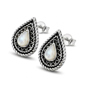 925 Silver Earrings with Teardrop Mother of Pearl Stone