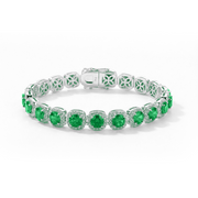 925 Silver Bracelet with Green Stones