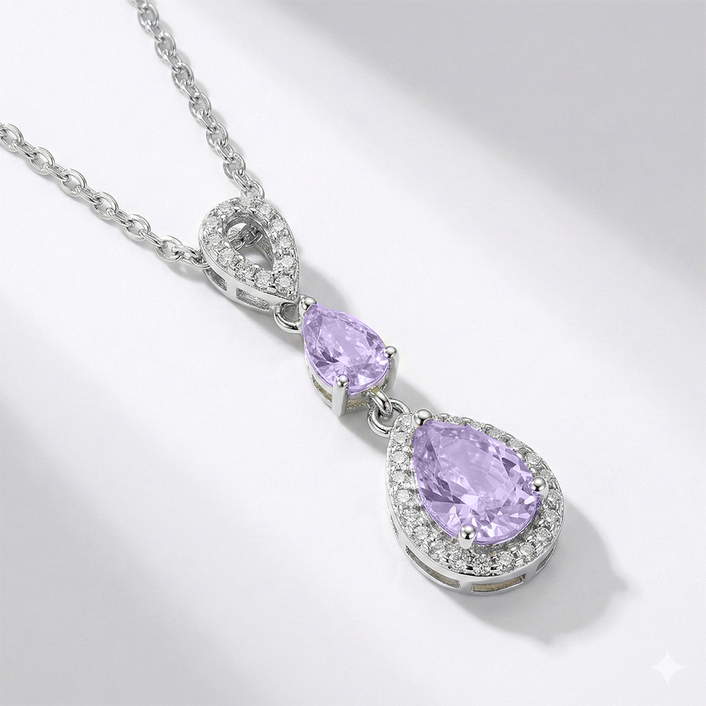 عقد فضة عيار 925 بفص موف