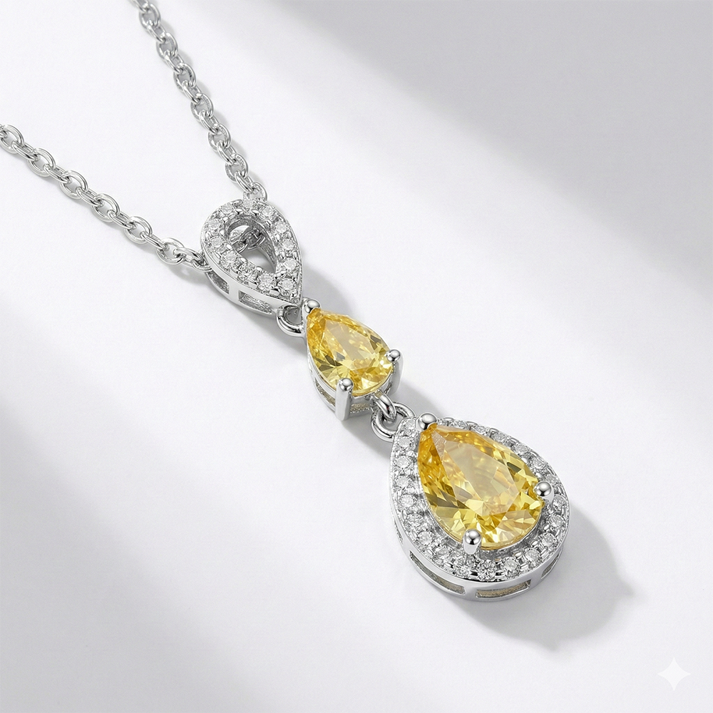 عقد فضة عيار 925 بفص أصفر