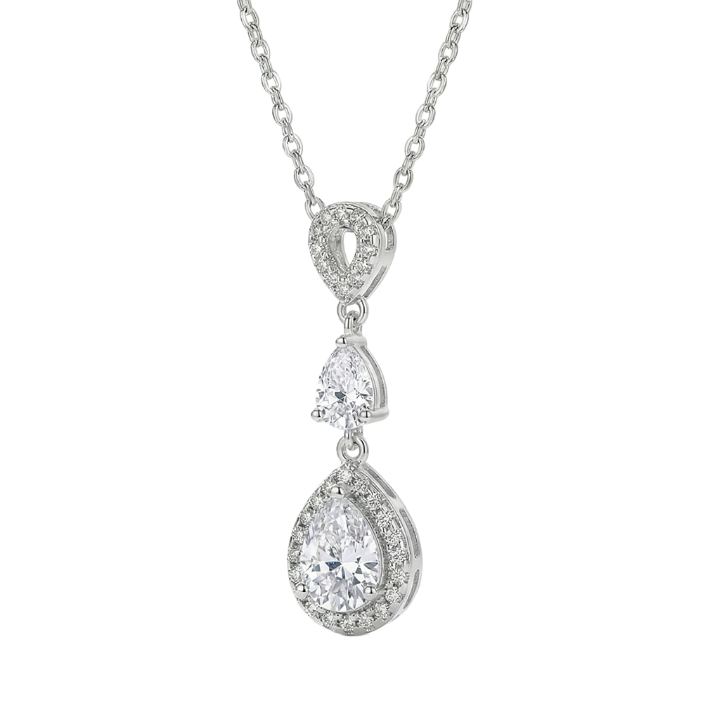 925 Silver Teardrop Necklace with a Clear Stone