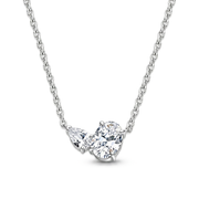 عقد فضة أنيق بفص شفاف مزدوج