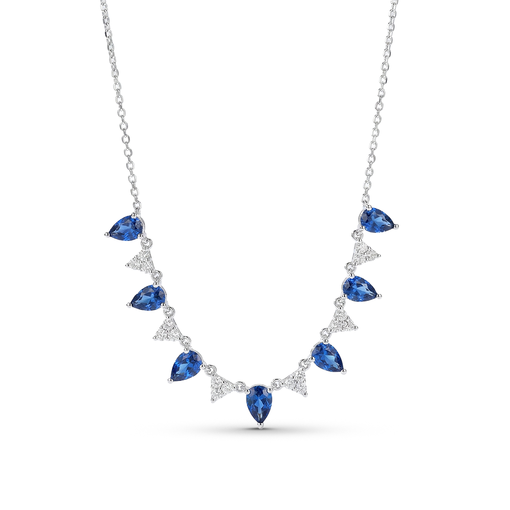 عقد فضة عيار 925 بفص أزرق ملكي