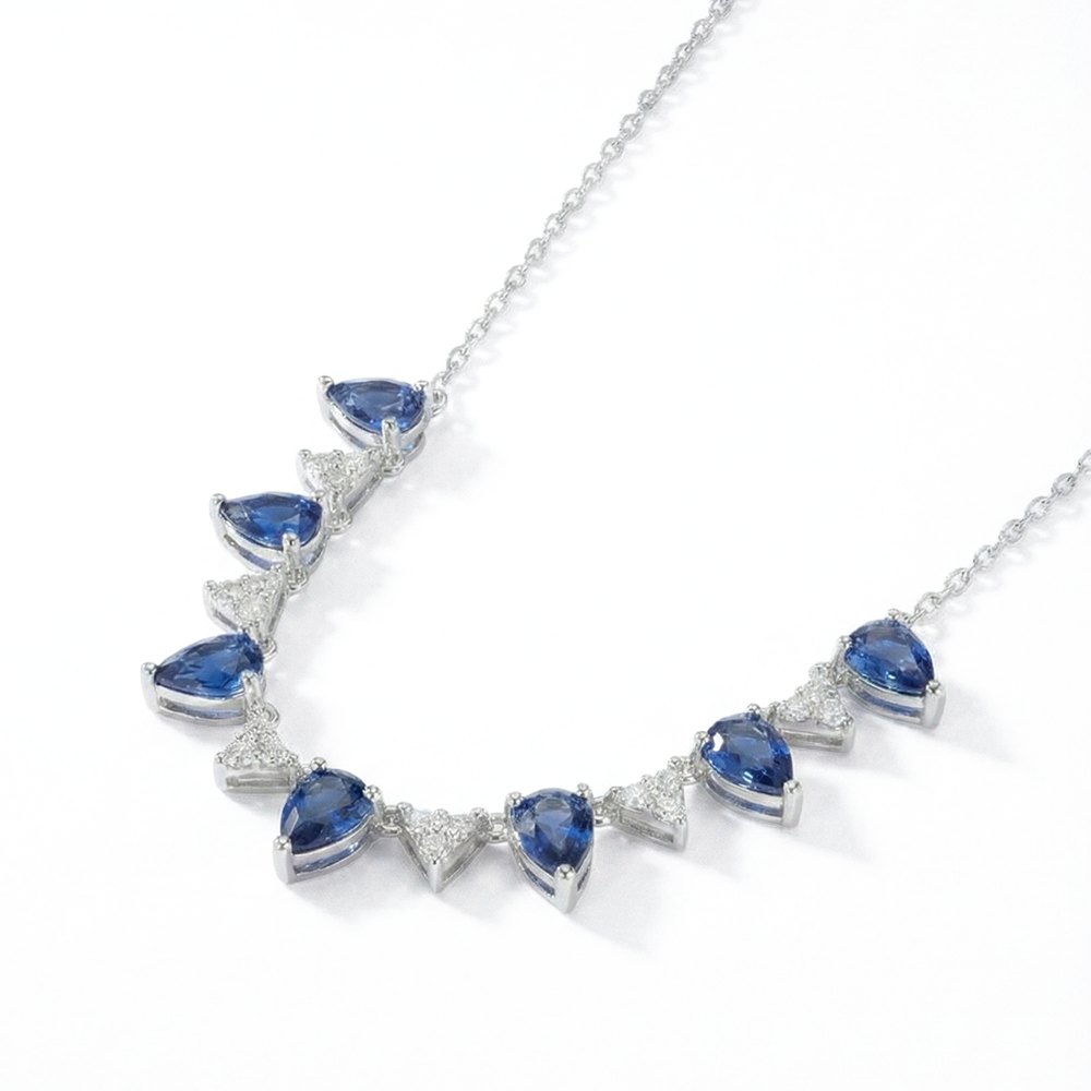 عقد فضة عيار 925 بفص أزرق ملكي