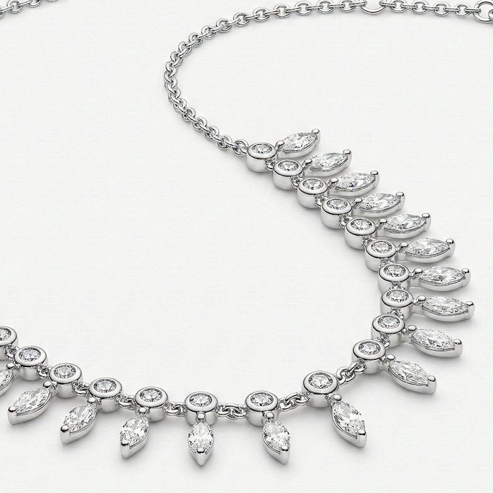 عقد فضة 925 بفصوص شفافة متدلية