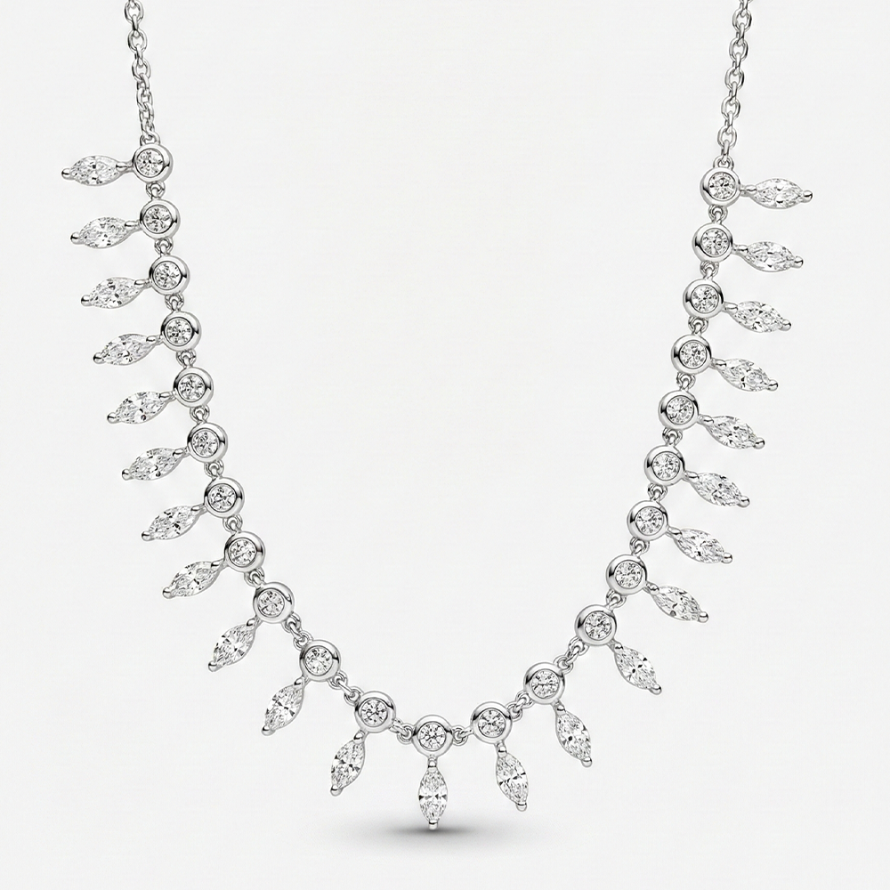 عقد فضة 925 بفصوص شفافة متدلية