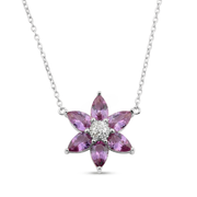 عقد فضة 925 بفصوص بنفسجي شكل زهرة