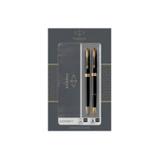 Parker Sonnet Duo Gift Set – Ballpoint Pen & Fountain Pen (18K Gold Nib), Gloss Black with Gold Trim – Luxury Gift Box