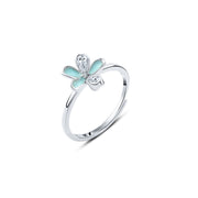 Turquoise Flower Ring, 925 Silver Platinum-Plated