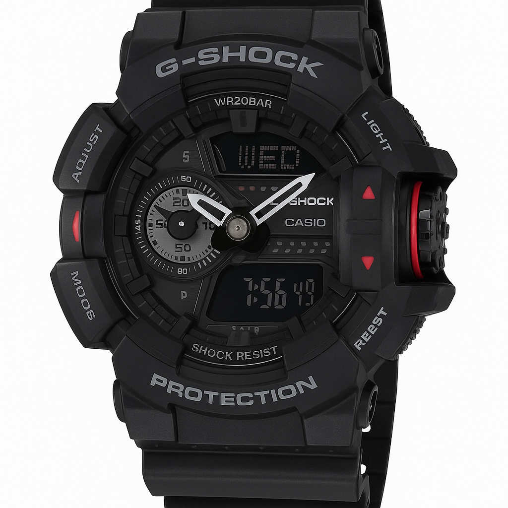 GA-400-1BDR – Casio G-Shock Men's Analog-Digital Black Watch with Resin Strap and Rotary Switch

