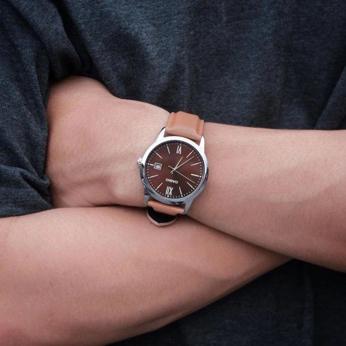 Casio Men's Analog Watch – Brown Dial & Brown Leather Band