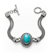 925 Silver Bracelet with Arabic-Style Design and Turquoise Stone