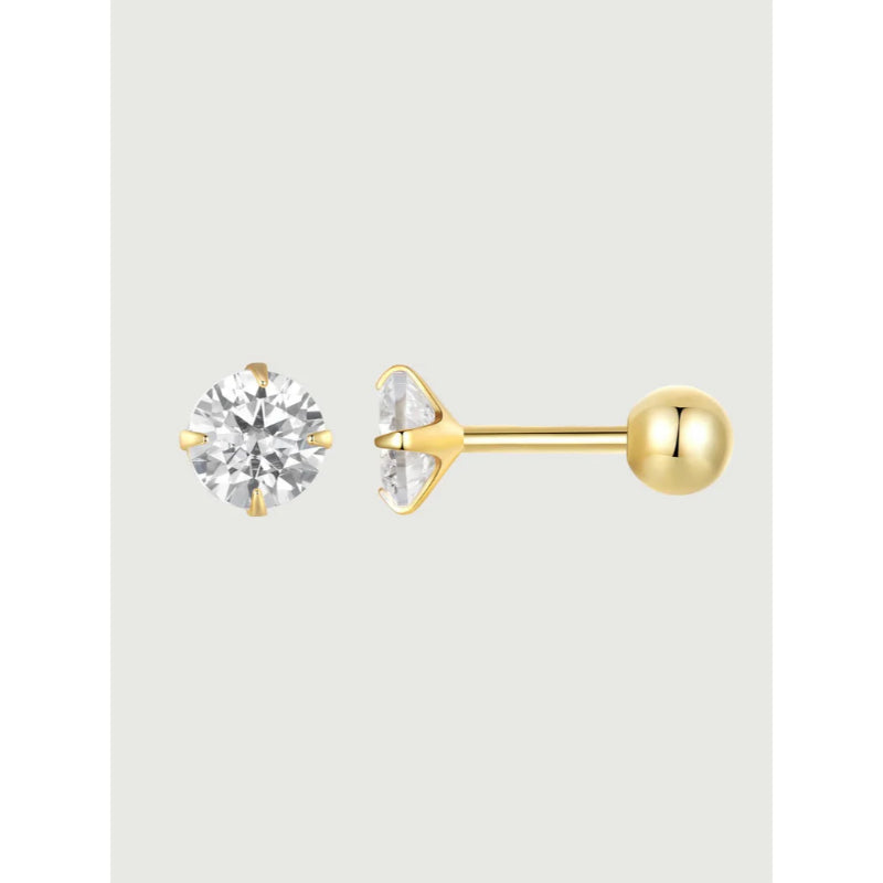 حلق فضة عيار 925 مطلي ذهب بفص زركون شفاف