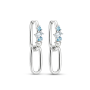 حلق فضة عيار 925 حلقات متداخلة بفصوص أزرق