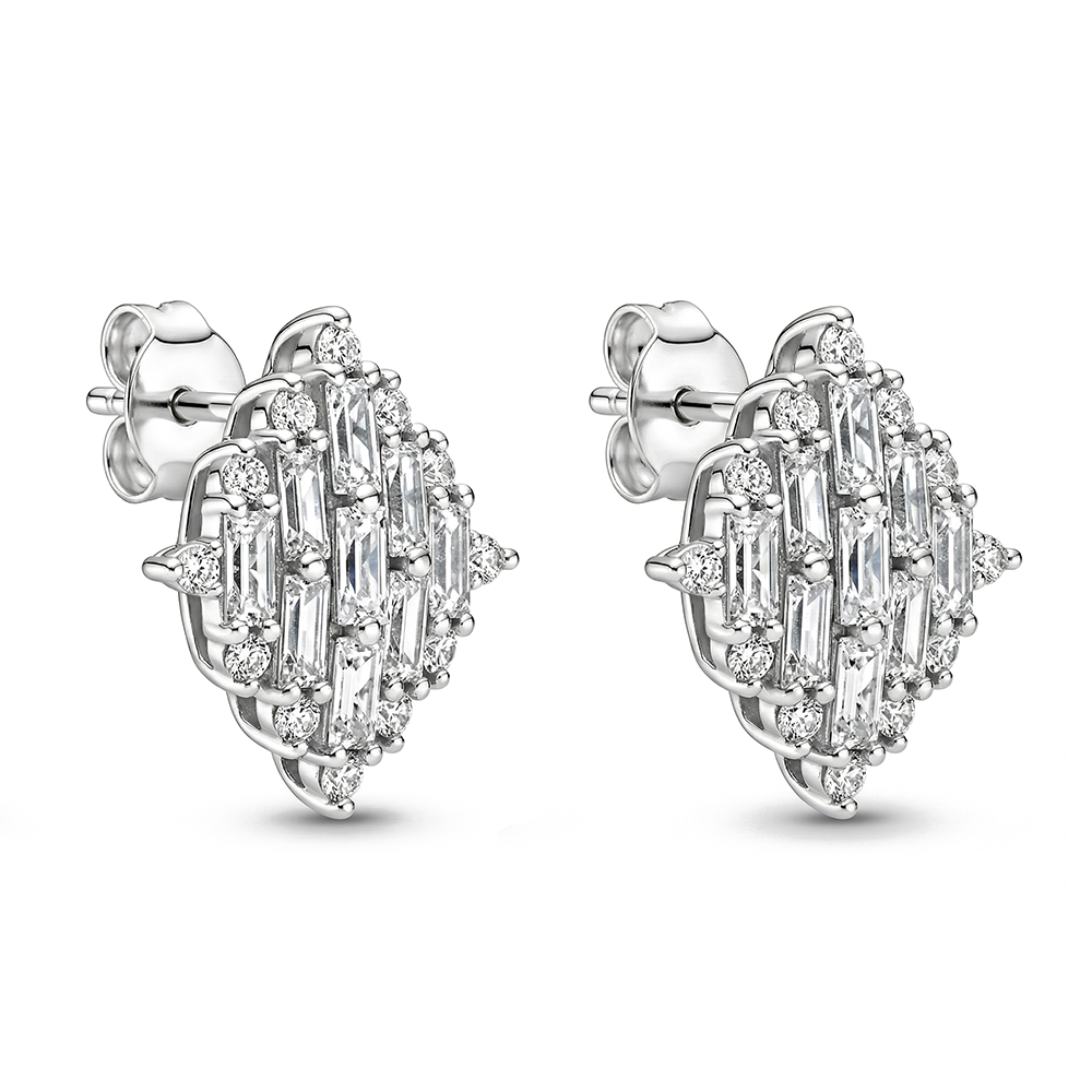 حلق فضة 925 مرصّع بفصوص شفافة