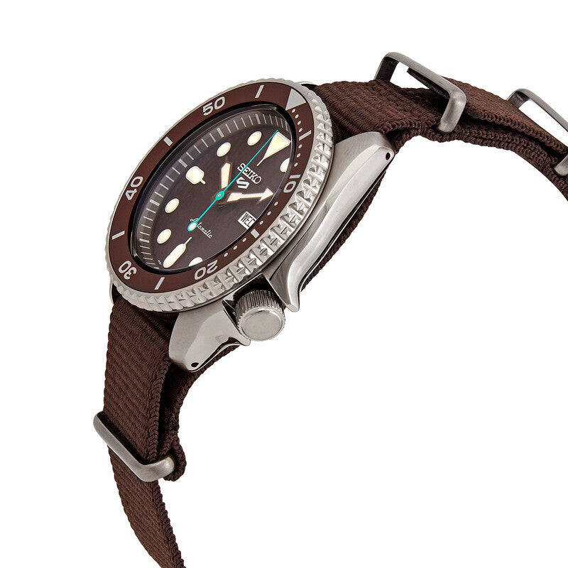 Seiko 5 Sports Brown Dial Brown Nylon Strap Men's Watch