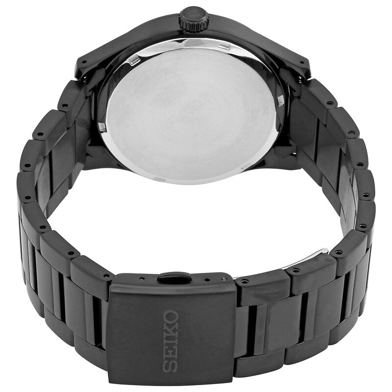 Seiko Black Dial Black Stainless Steel Bracelet Men's Watch