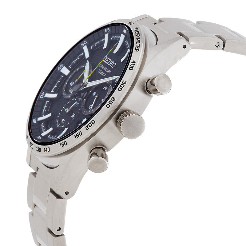 Seiko Chronograph Black Dial Silver Stainless Steel Men's Watch