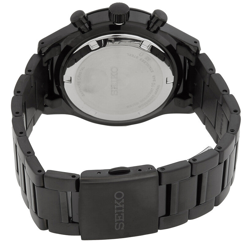 Seiko Chronograph Black Dial Black Stainless Steel Men's Watch