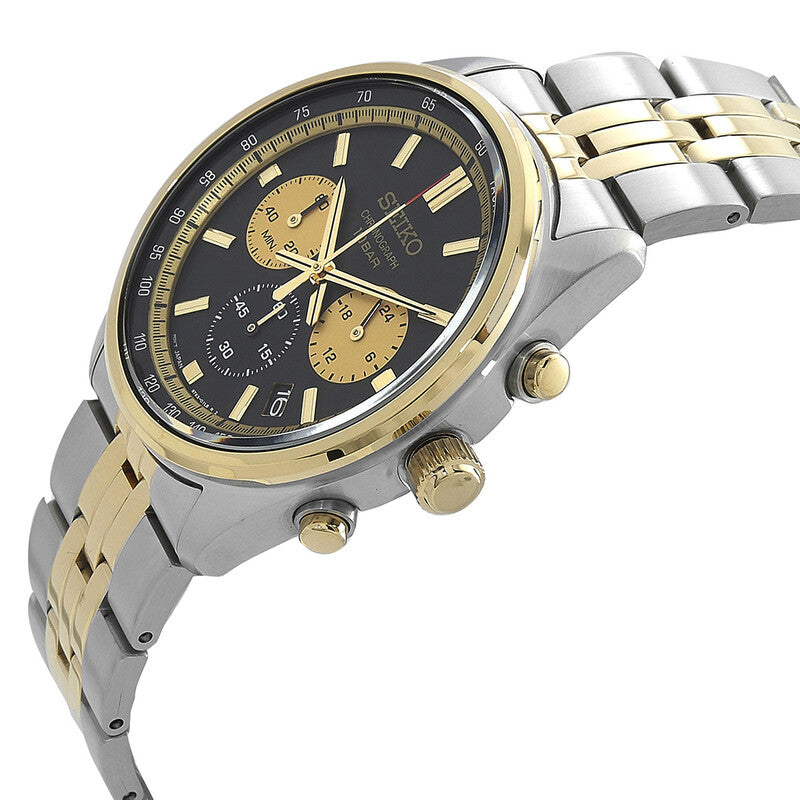 Seiko Black Dial Two-tone Stainless Steel Men's Watch