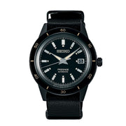 Seiko Presage Black Dial Black Leather Strap Men's Watch