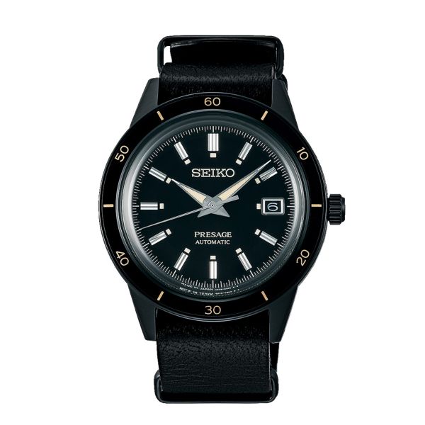 Seiko Presage Black Dial Black Leather Strap Men's Watch