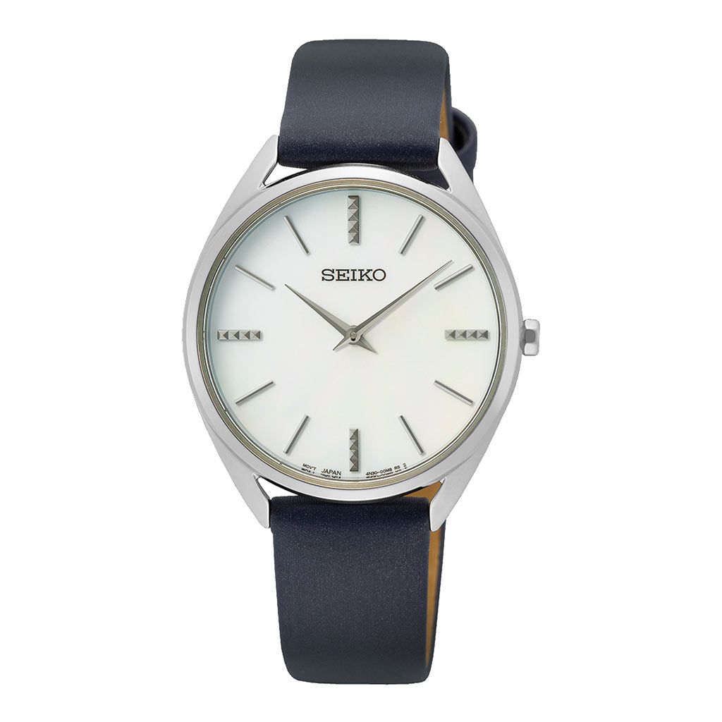 Seiko White Dial Gray Strap Women's Watch