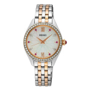 Seiko White Dial Jeweled Bezel Women's Watch