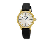 Seiko White Dial Black Leather Strap Women's Watch